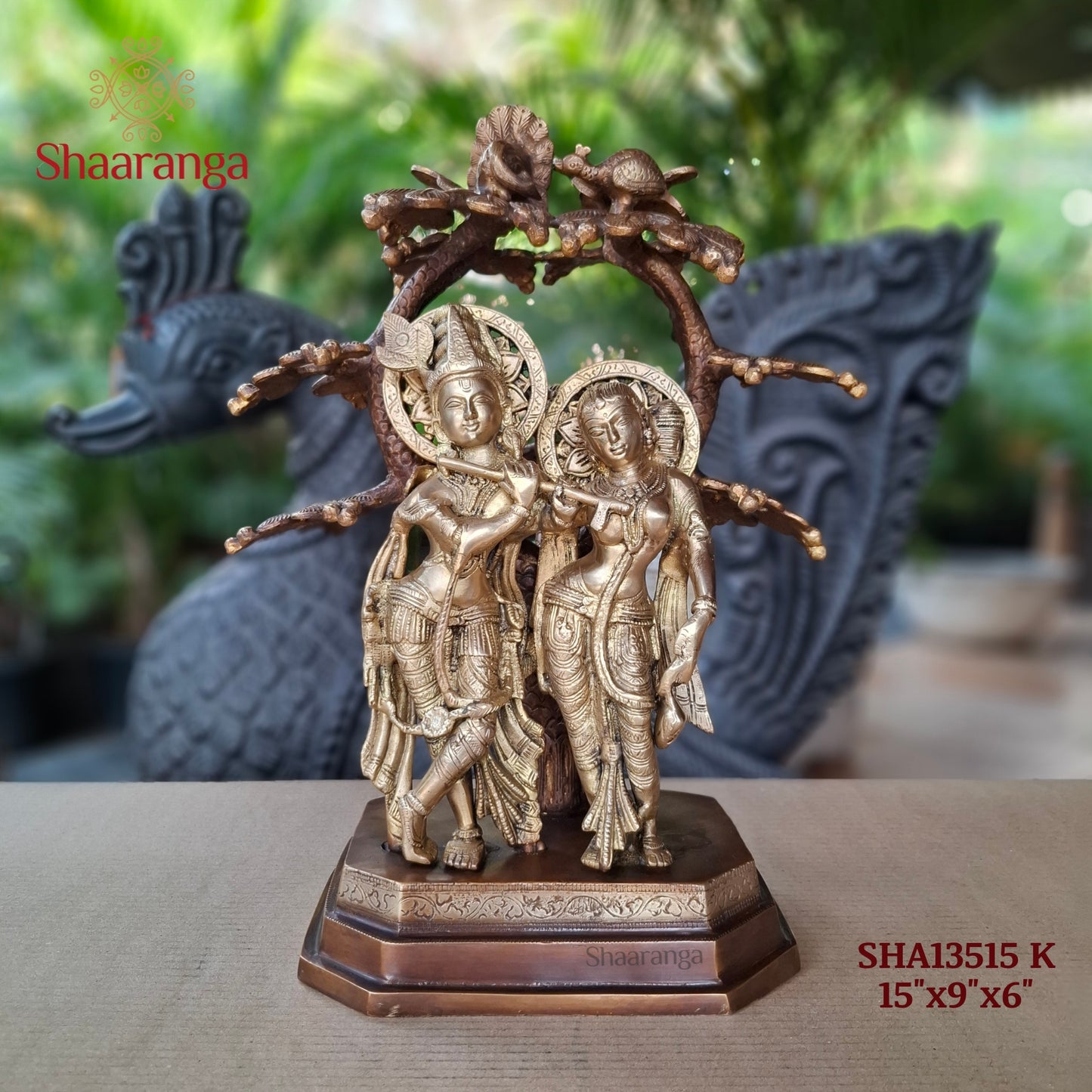 18.5 Inches Brass Radha Krishna Under Tree