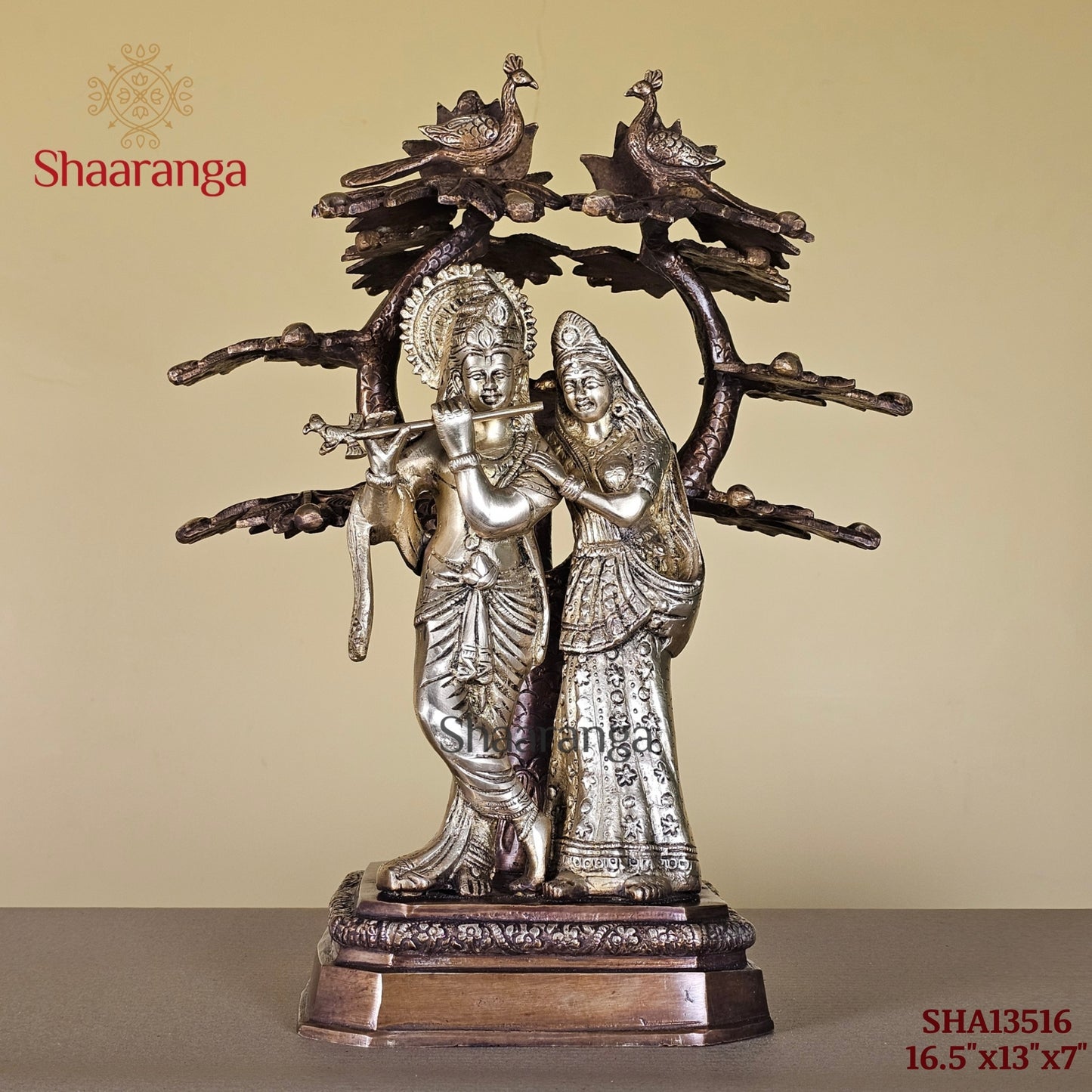 16.5 Inches Brass Radha Krishna with Tree