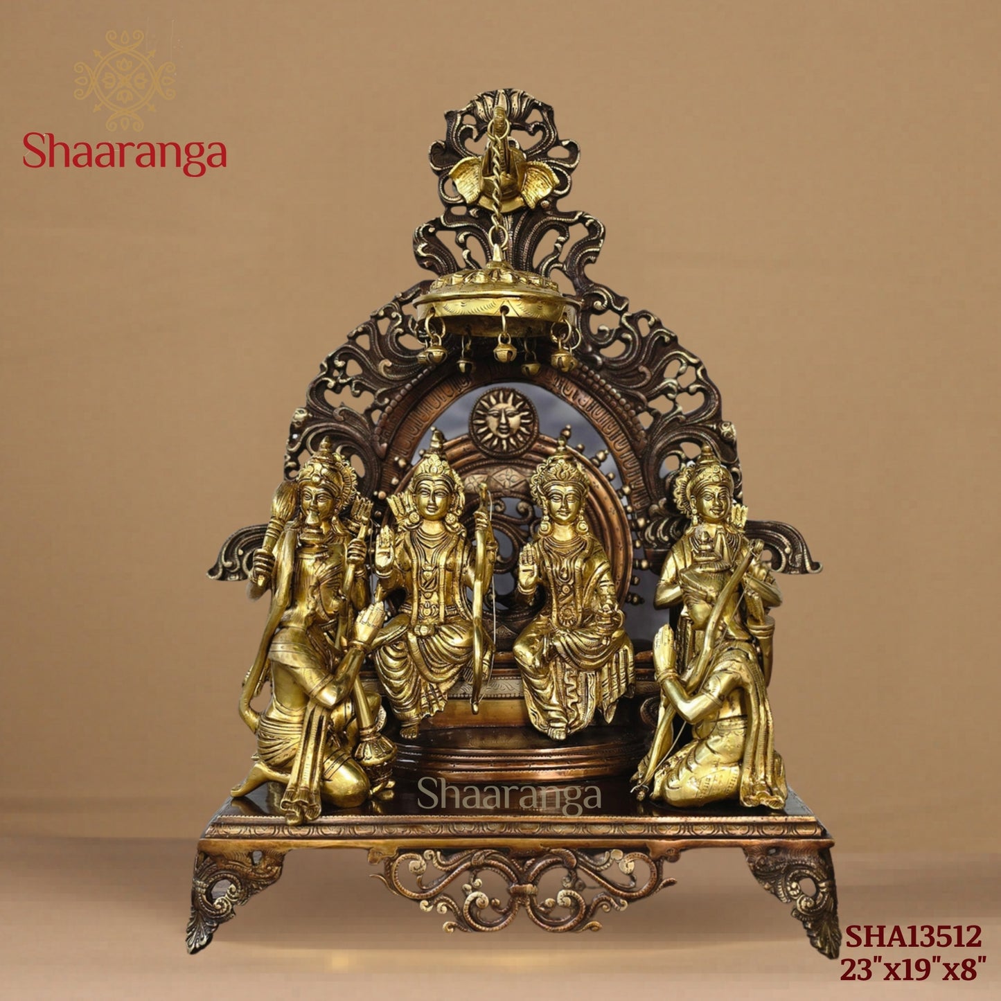 23 Inches Brass  Ram Darbar With Base