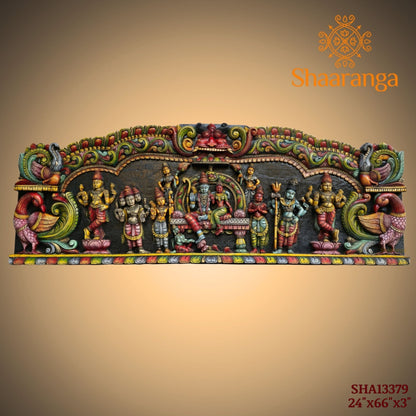 Sri Rama Pattabhishekam – Grand Wooden Carving Panel | 66 Inches