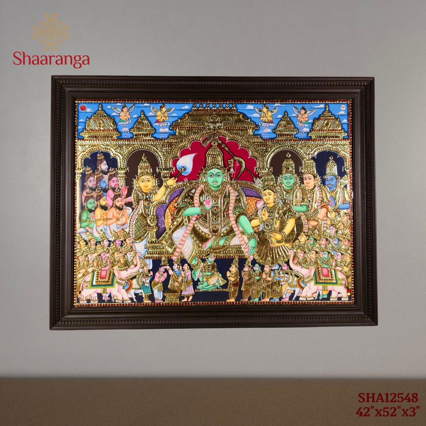 42 Inches Sri Rama Pattabhishekam – Grand Tanjore Painting | Shaaranga Exclusive