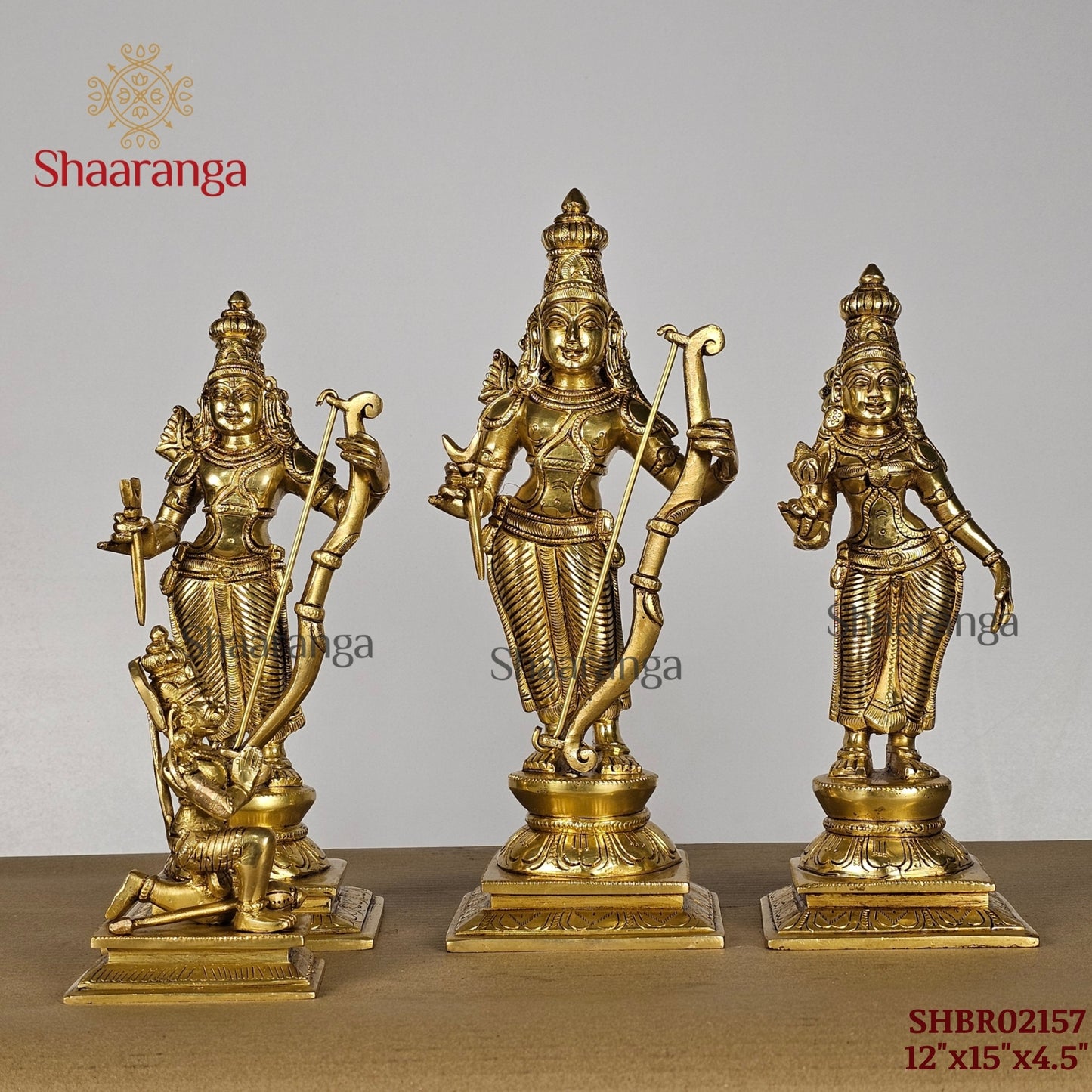 12 Inches Brass Rama Set | Ram Parivar Idol with Golden Finish – Shaaranga