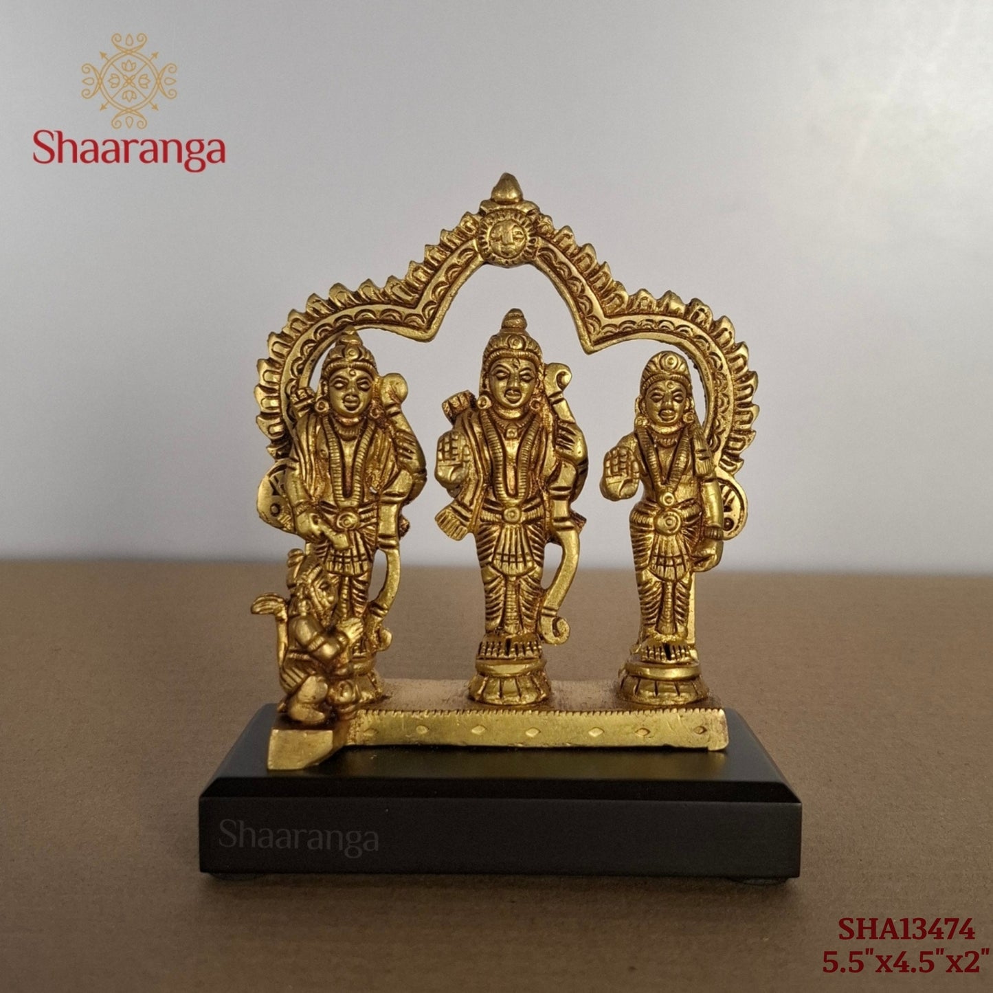 5.5 Inches Brass Ram Parivar with Base