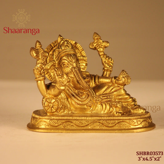 3 Inches Brass Relaxing Ganesha Idol