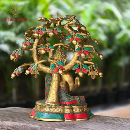 22 Inches Brass  Buddha Under Tree