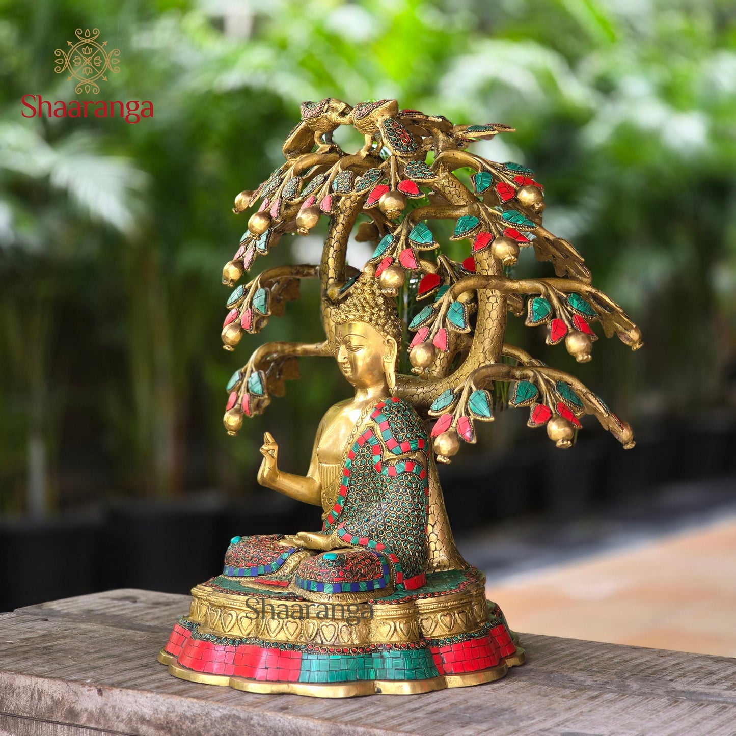 22 Inches Brass  Buddha Under Tree