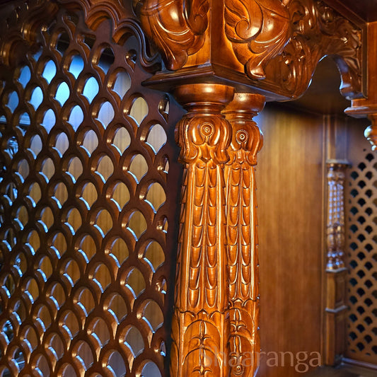 60 Inches Big Size Teakwood Pooja Mandir – A Majestic South Indian Masterpiece by Shaaranga