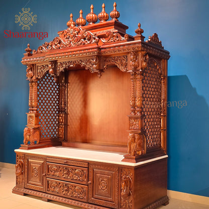 60 Inches Big Size Teakwood Pooja Mandir – A Majestic South Indian Masterpiece by Shaaranga