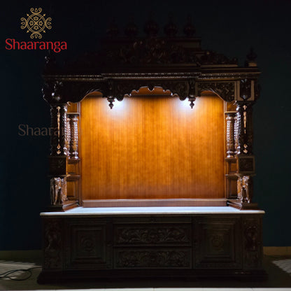 60 Inches Big Size Teakwood Pooja Mandir – A Majestic South Indian Masterpiece by Shaaranga
