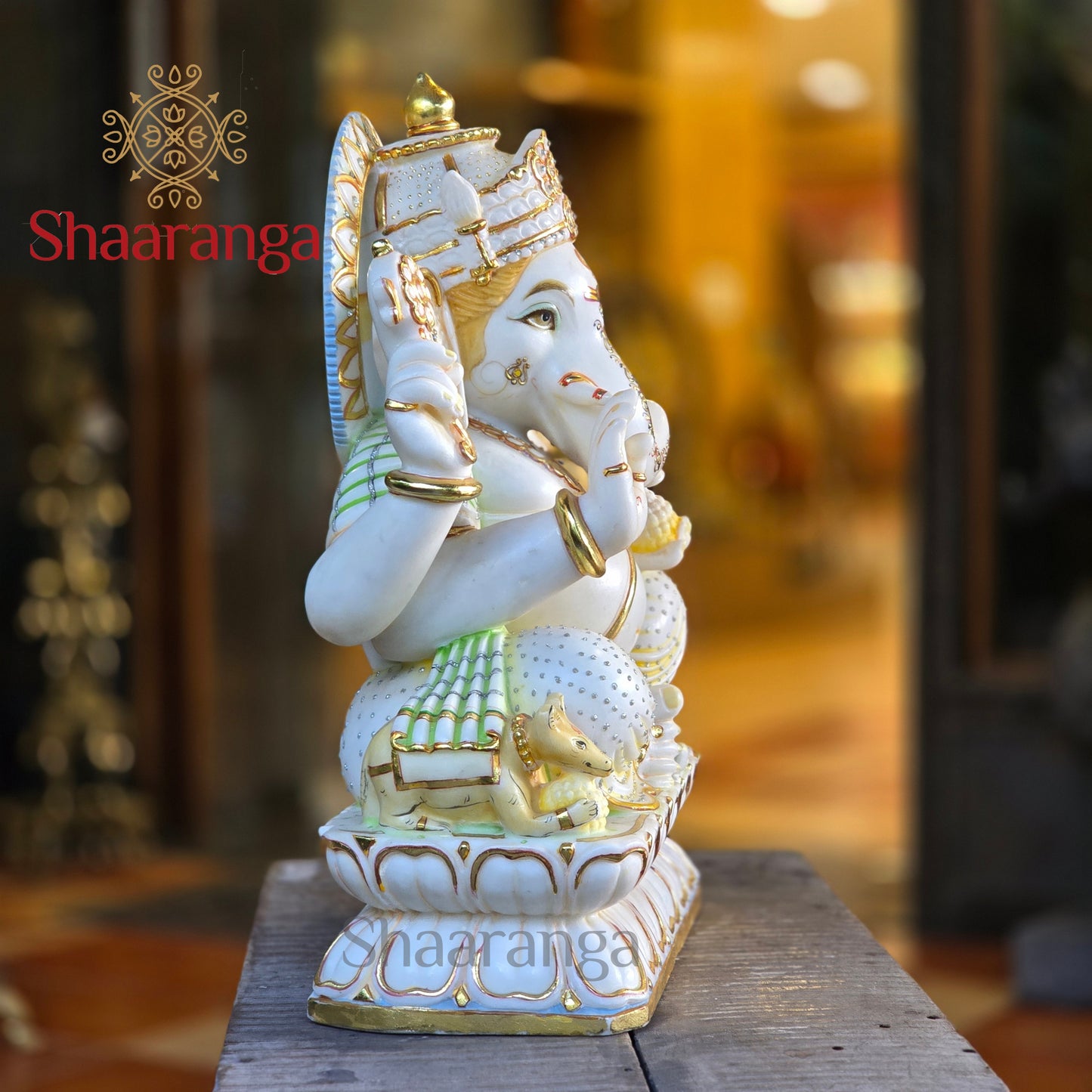 23 Inches Marble Chaturbhuja Ganesha - Ideal for Businesses, Corporate offices and premium residences