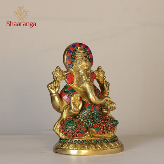 8.5 Inches Brass Ganesh On Lotus