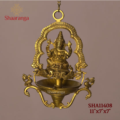 11 inches Brass Ganesha Hanging Lamp — A Divine Welcome to Every Beginning