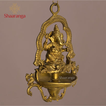 11 inches Brass Ganesha Hanging Lamp — A Divine Welcome to Every Beginning