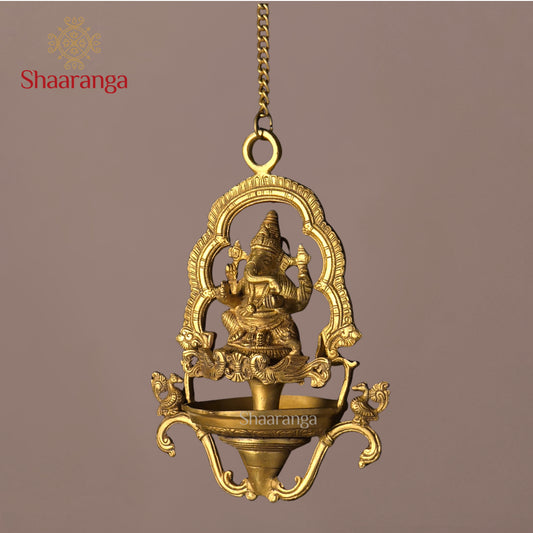 11 inches Brass Ganesha Hanging Lamp — A Divine Welcome to Every Beginning