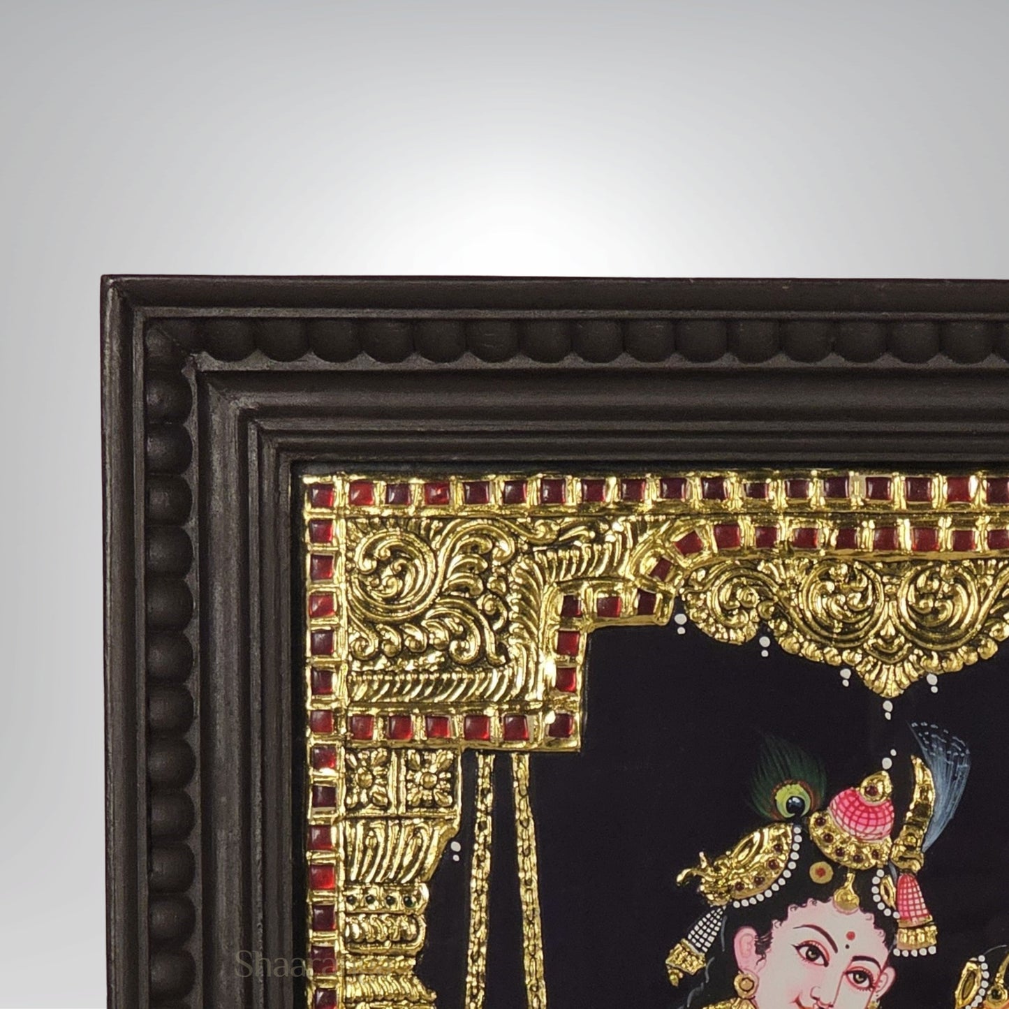 18x15 Inches Radha Krishna Tanjore Painting with 22k Gold work.