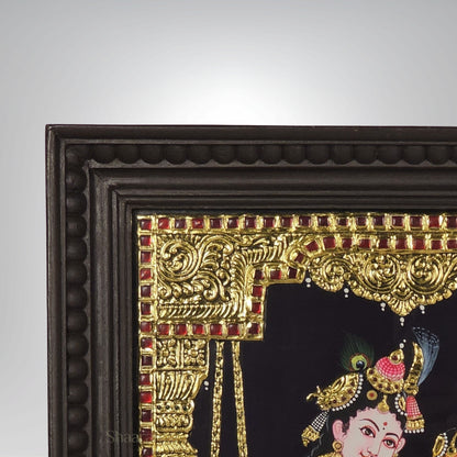 18x15 Inches Radha Krishna Tanjore Painting with 22k Gold work.