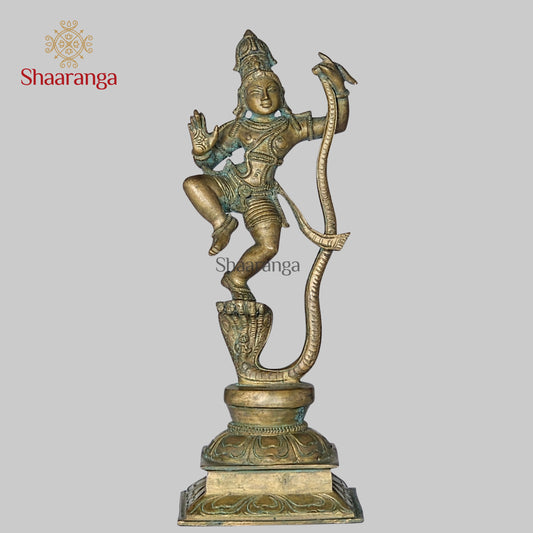9 Inches Bronze Antique Finish  Kalinga Krishna