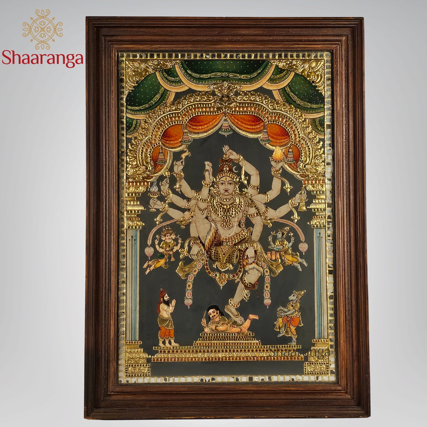 Urdhva Tandava Shiva Tanjore Painting – Antique Finish Masterpiece with Non Gold work