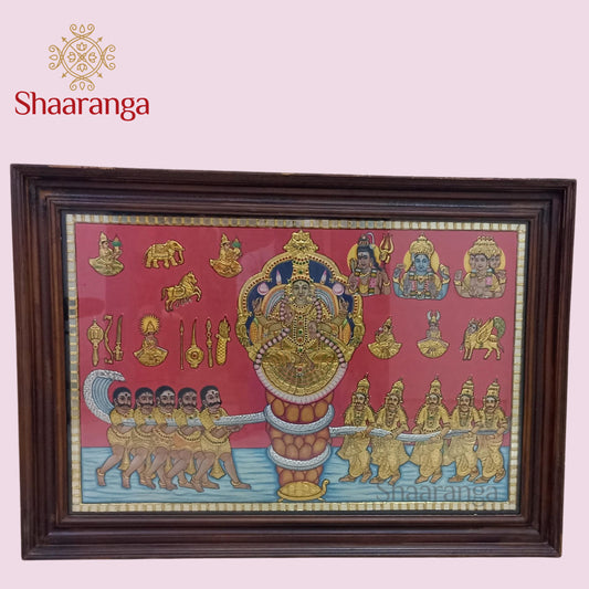 29x41 Inches Samudra Manthana Lakshmi Devi Tanjore Painting