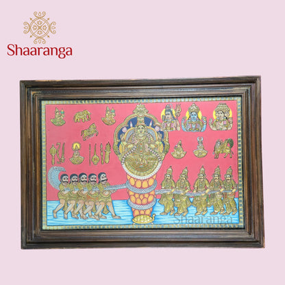 29x41 Inches Samudra Manthana Lakshmi Devi Tanjore Painting