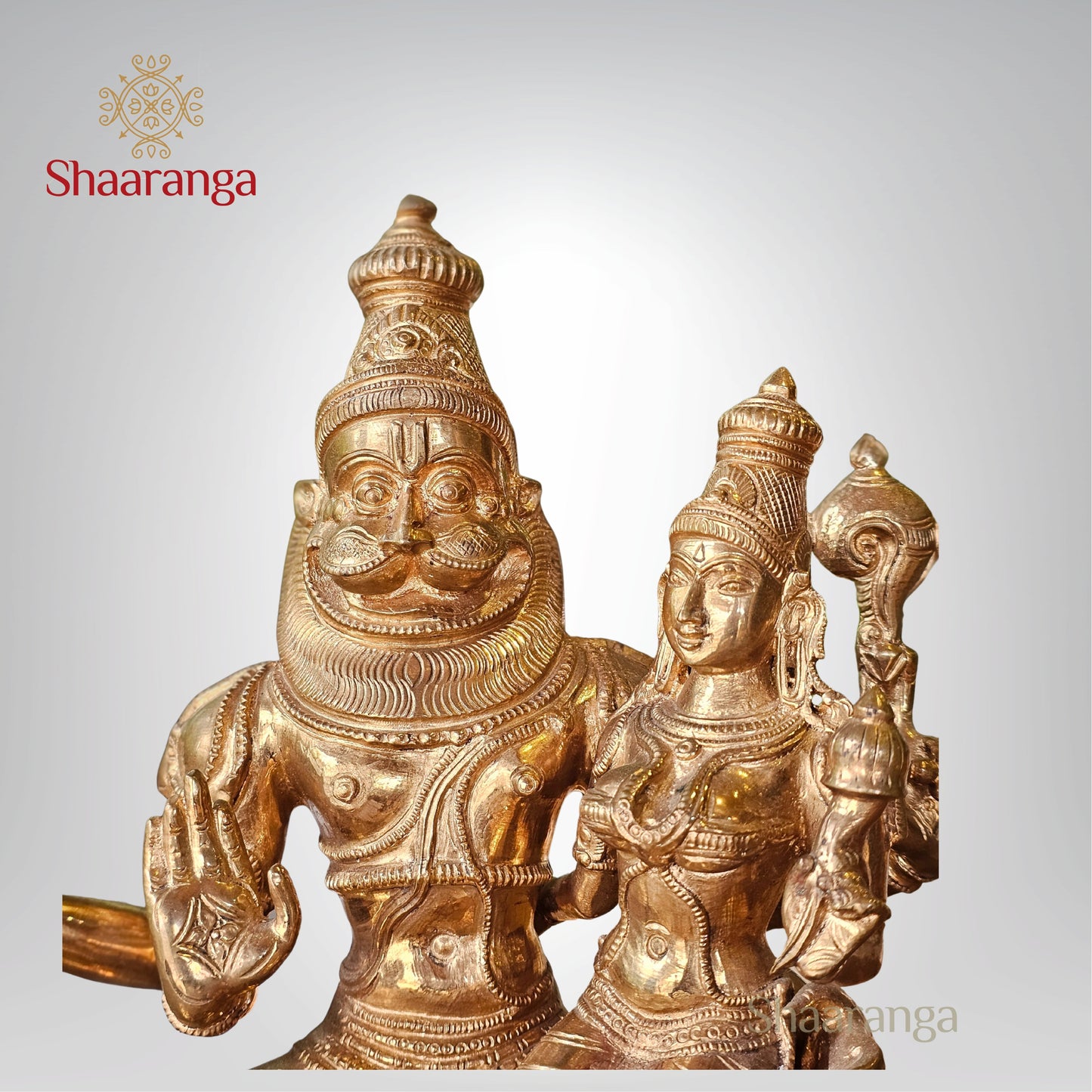 12 Inches Bronze Lakshmi Narasimha Swamy Idol Sitting on Base