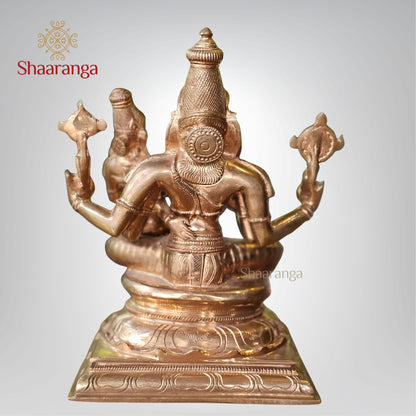 12 Inches Bronze Lakshmi Narasimha Swamy Idol Sitting on Base