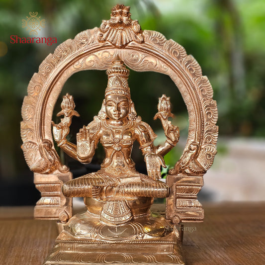 12 Inches Bronze Lakshmi Devi idol Arch Sitting On Base