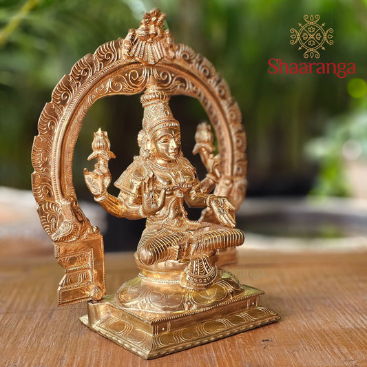 12 Inches Bronze Lakshmi Devi idol Arch Sitting On Base