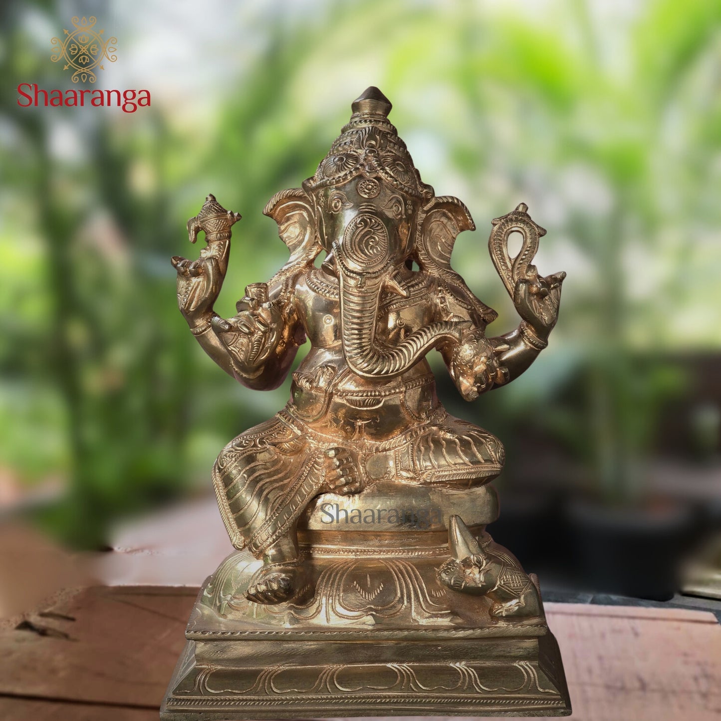 12 Inches Bronze Ganesha Sitting on Base