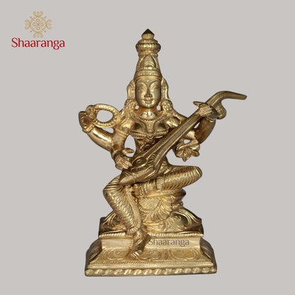 5 Inches Bronze Saraswathi