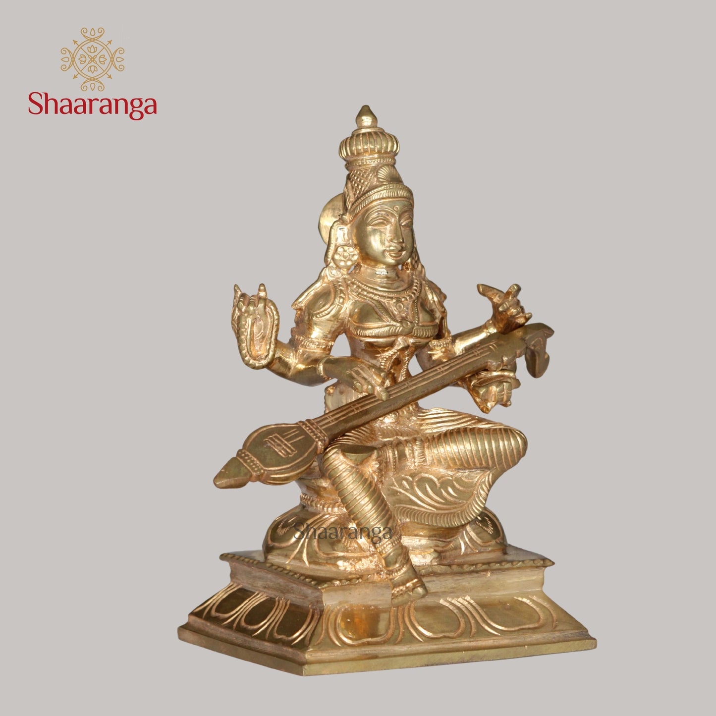 7 Inches Bronze Saraswathi Devi Idol - Goddess of Knowledge & Arts