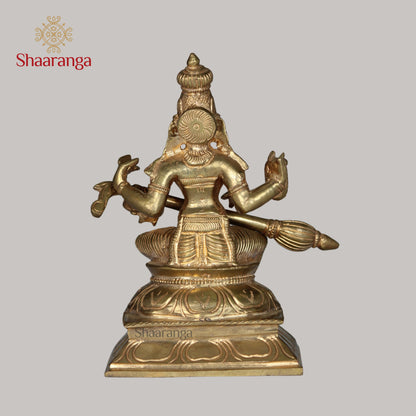 7 Inches Bronze Saraswathi Devi Idol - Goddess of Knowledge & Arts