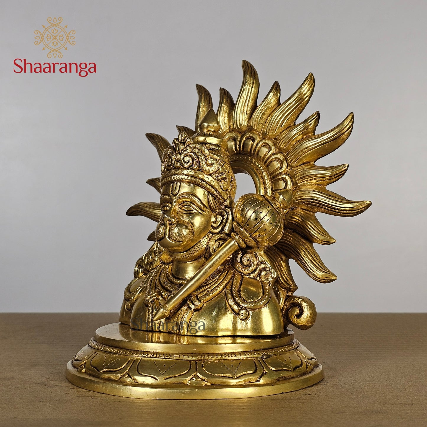 7.5 Inches Brass Hanuman Bust WIth Base