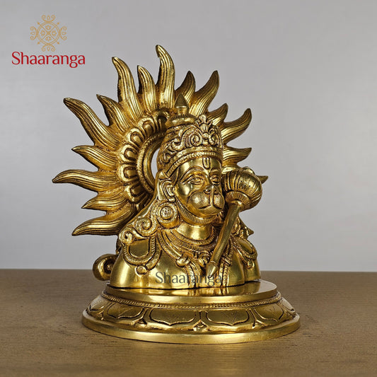 7.5 Inches Brass Hanuman Bust WIth Base