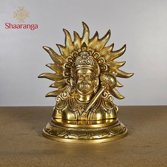 7.5 Inches Brass Hanuman Bust WIth Base