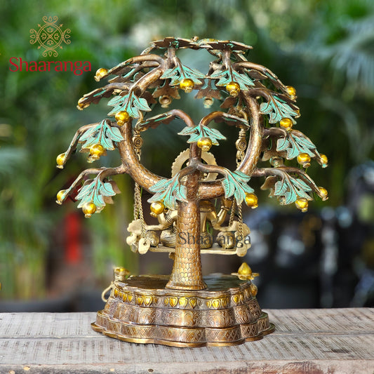 22 Inches Brass Ganesha Idol on Swing with Tree