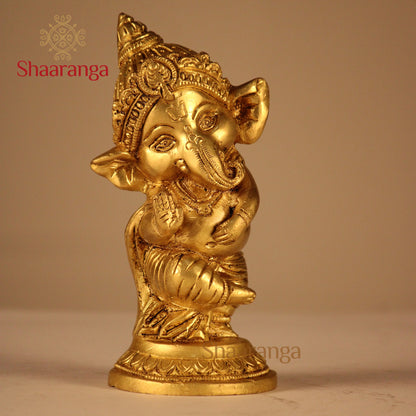 6 Inches Brass Dancing Ganesha Idol
