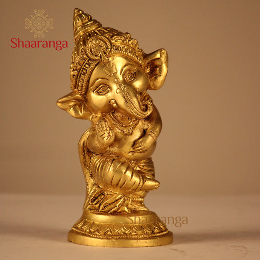 6 Inches Brass Dancing Ganesha Idol