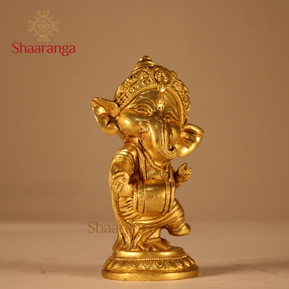 6 Inches Brass Dancing Ganesha Idol