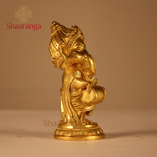 6 Inches Brass Dancing Ganesha Idol
