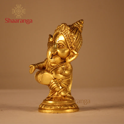 6 Inches Brass Dancing Ganesha Idol