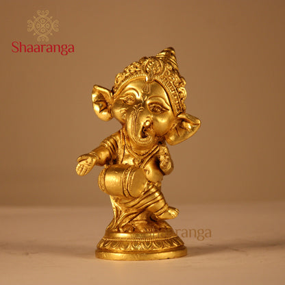 6 Inches Brass Dancing Ganesha Idol