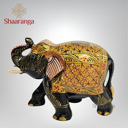 4.5 Inches Wooden Trunk Up Elephant – Beautifully Painted