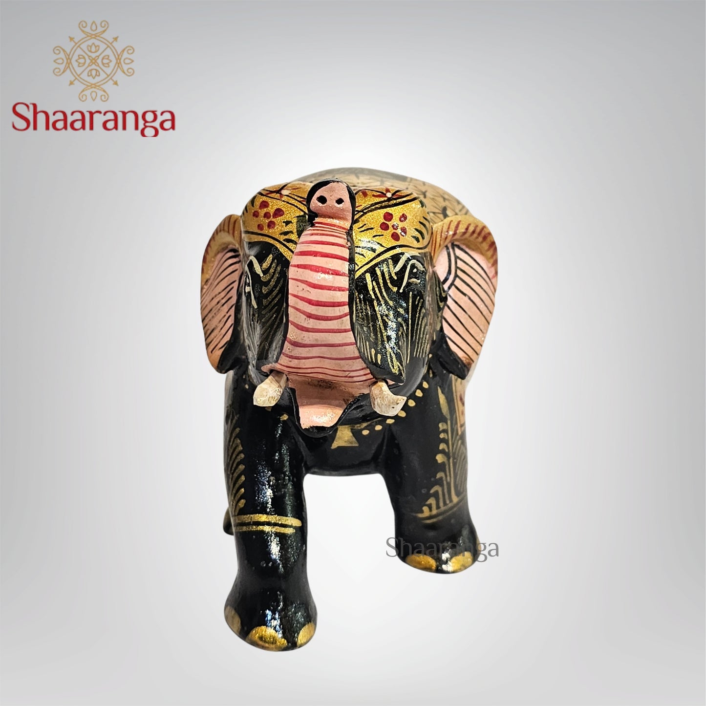4.5 Inches Wooden Trunk Up Elephant – Beautifully Painted