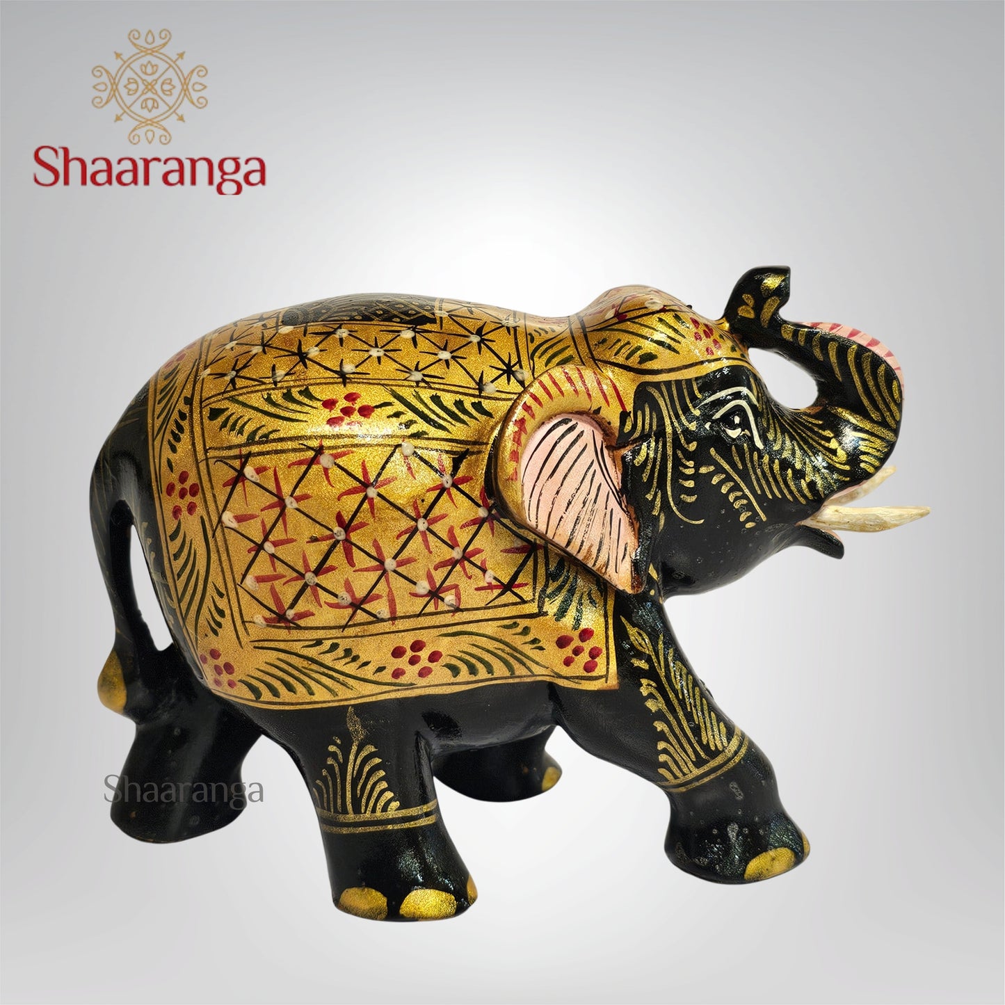 4.5 Inches Wooden Trunk Up Elephant – Beautifully Painted