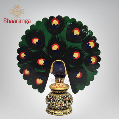8.5 Inches Wooden Dancing Peacock with Emboss Painting