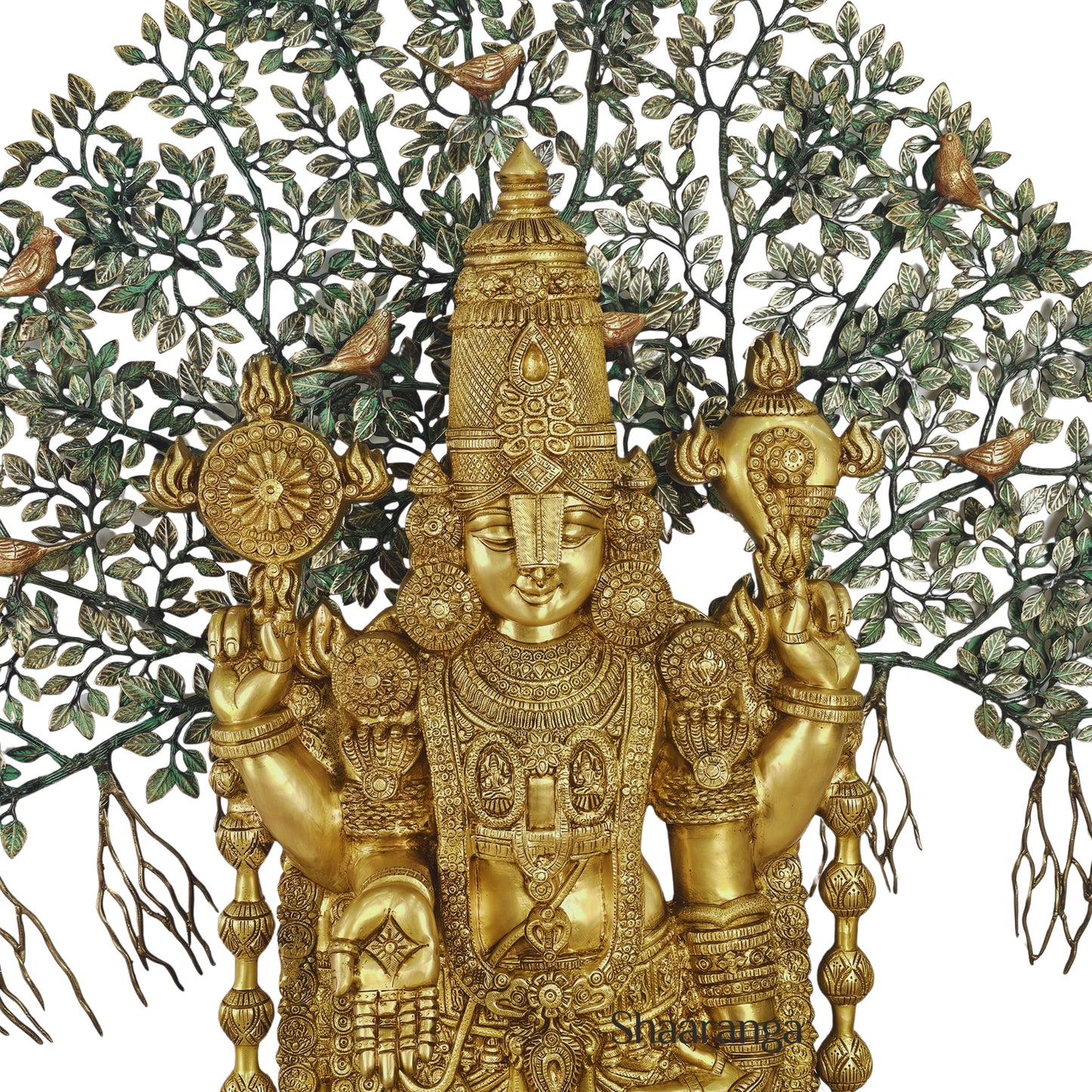 55 Inches Shaaranga Signature “Shesha Shaila Venkateshwara” – Majestic Brass Masterpiece with Sacred Tree