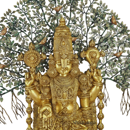 55 Inches Shaaranga Signature “Shesha Shaila Venkateshwara” – Majestic Brass Masterpiece with Sacred Tree
