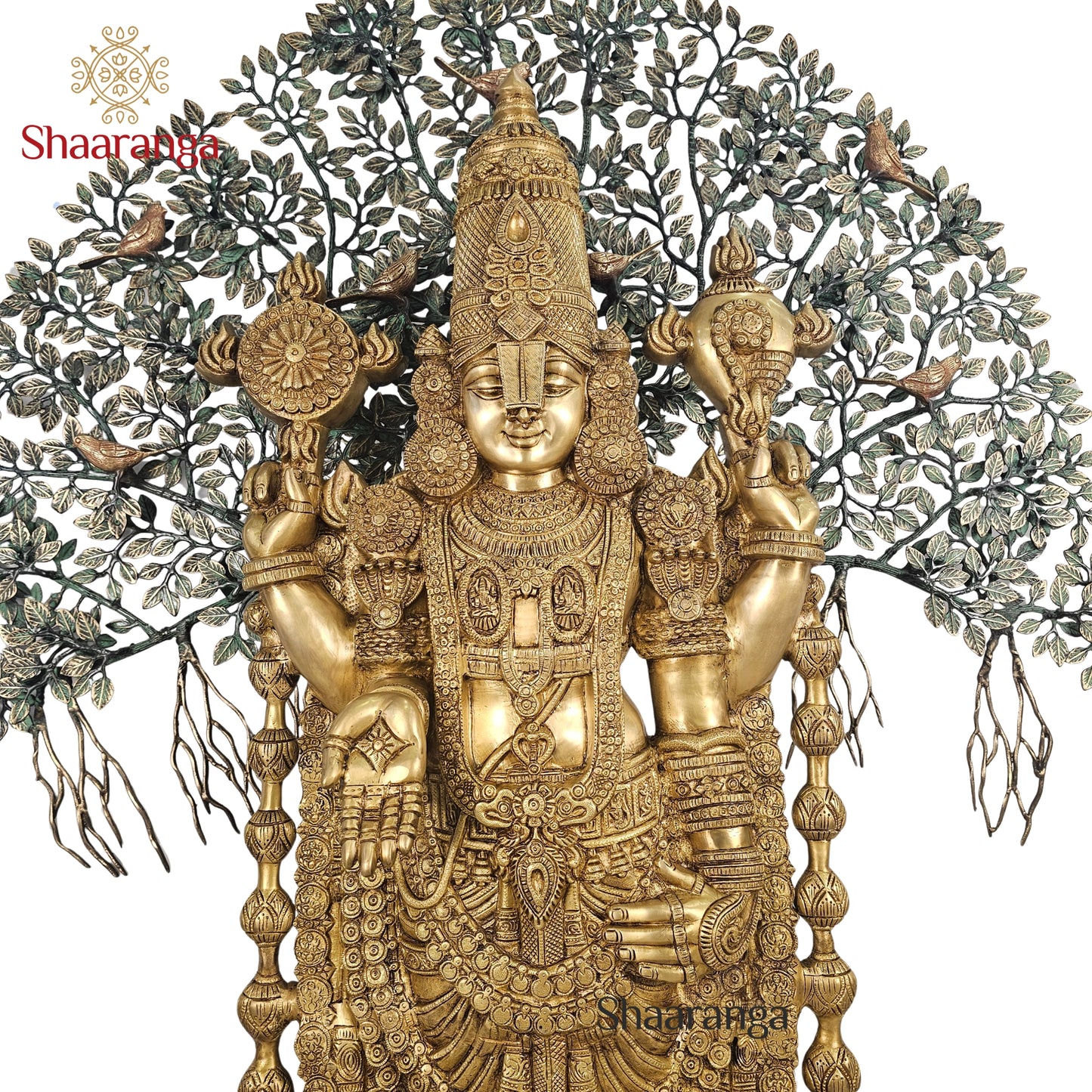 55 Inches Shaaranga Signature “Shesha Shaila Venkateshwara” – Majestic Brass Masterpiece with Sacred Tree