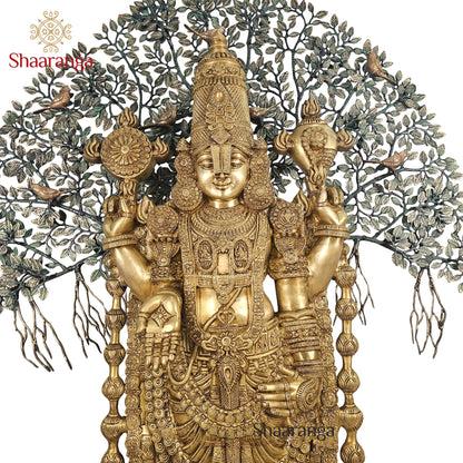 55 Inches Shaaranga Signature “Shesha Shaila Venkateshwara” – Majestic Brass Masterpiece with Sacred Tree